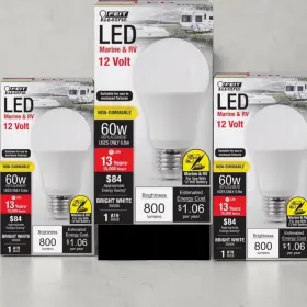 Feit Om60930led12bx 3 Pack A19 E26 Led Bulb 60w 12 Volt Marine And Rv