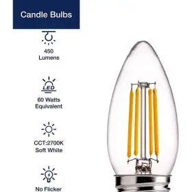 DSB1140FIL26-C27-6 FLSNT Dimmable Led Candelabra Bulbs #2