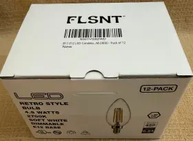 Flsnt Dsb1160filcl-27 12 Pack Led Filament Bulbs B11 E12 4.5w 2700k Soft White 450lm 120v