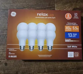 8-PACK GE Relax Dimmable Led Light Fixture Lig
