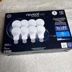 8-PACK GE Reveal Led Dimmable Light Base Clean