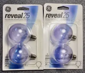 Ge 043168487030 2 Packs 25w Reveal Clear G16.5 Bulbs 4