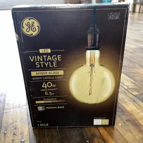 Ge 043168502030 Large 8 Inch Vintage Style Amber Glass Warm Candle Light Bulb 40w Led G63