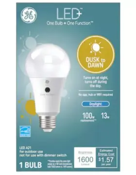 043168515016 GE Led Dusk Dawn Bulb Base Auto