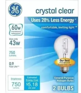 GE-A19 GE Light Bulbs Crystal Dimmable Classic Pack #3