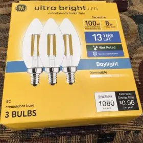Ge 043168544450 3pk 100w Decorative Ultra Bright Led Bulbs Nib. Free Ship