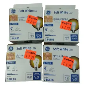 043168548052 GE Pack Led Classic Ceiling Fan Light Bulbs