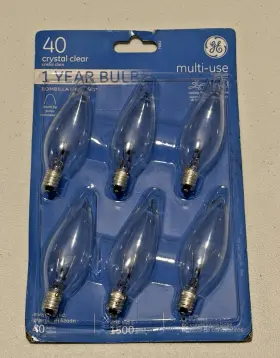 Ge 043168750325 40 Crystal Clear Multi-use Blunt Tip Light Bulbs One Pack Of 6