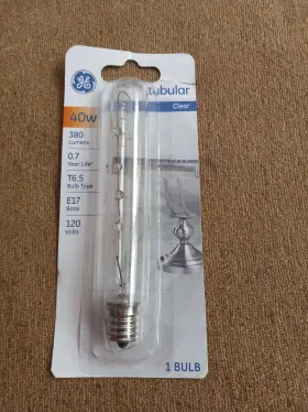 GE-T6 GE Tubular Bulb Intermediate Base Volts