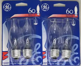 60CAM GE Bent Tip Crystal Candelabra Light Bulb