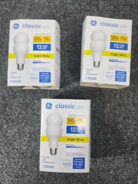 Ge 13da19m 3 Pack Classic Led 100w Replacement A19 Light Bulbs Bright White #led13da19m