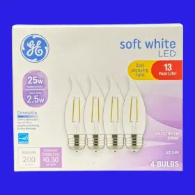 234650 GE Bent Tip Dimmable Led Candle Light Bulbs Base Pack