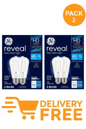 31891 GE Pack Reveal Led Light Bulbs Dimmable Total