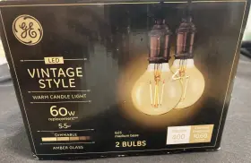 33548 GE Pack Light Bulb Dimmable Candle Amber Glass