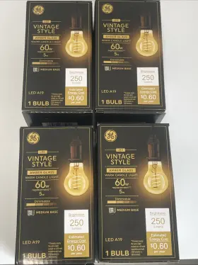 36505 GE Amber Glass Candle Light Led Bulb