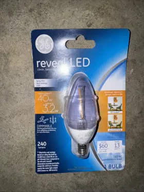 Ge 37285 Reveal 40-watt Blunt Tip Led Bc Light Bulb With Candelabra Base