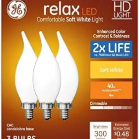 42232 GE Relax Led Candelabra Bulbs Eq Dimmable