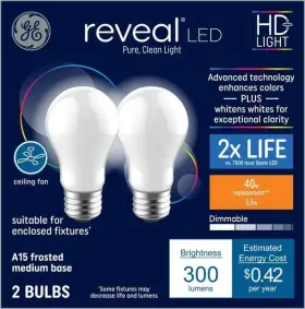 42404 GE Reveal Light Frosted Led Bulbs