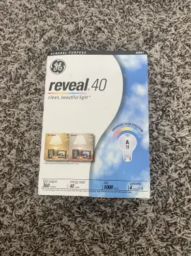 48687 GE Reveal Incandesc Light Bulbs Box