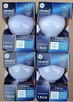 48695 GE Reveal Globe Light Bulbs Watts Clean