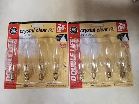 49589 GE Double Light Bulbs Candelabra Base Bent Tip