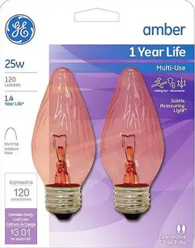 75339 GE Lighting Pack Amber Flame Bulbs Screw Base