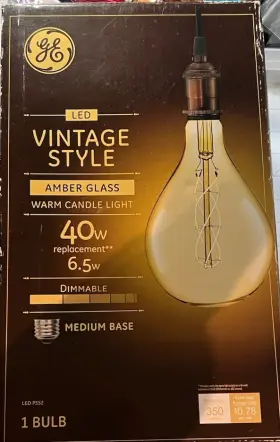 93100101 GE Led Light Bulb Amber Glass Oversized Giant Edison
