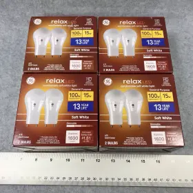 Ge 93121713 Lot Of 4 Relax Led 15w 100w 2-pack Bulbs A19 Gu24 Base Soft White Dimmable