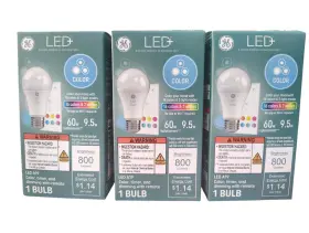 Ge 93130032 Led Light Bulb Color W Timer Remote 9.5w 60w A19 800 Lumans 3 Pack