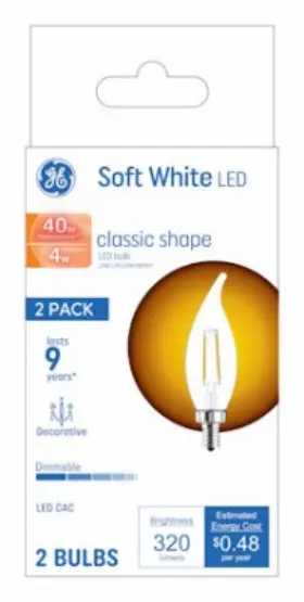 93130409 GE Led Candelabra Light Bulbs