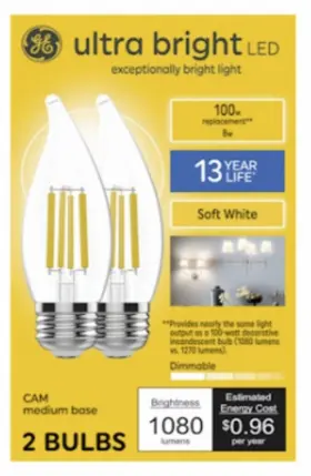 93131752 GE Pack Ultra Bright Led Med Base Light Bulb