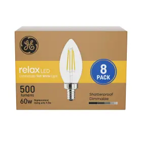 Ge B07jbc43ws Relax Led Light Bulbs 60 Watt Soft White Decorative Clear Small Base 8