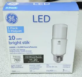 LED10LS3-850 GE Pack Bright Stik Led Bulbs Base