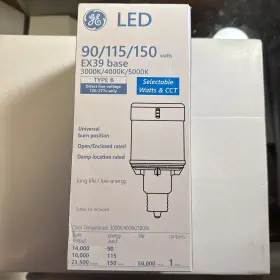 Ge Led115ed28/750/277/480 Led Lamp. 90 115 150 Watts 3000k 4000k 5000k Ex39 Base Type B. Nib
