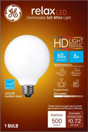 043168508858 GE LIGHTING Relax Led Vanity Globe Frosted