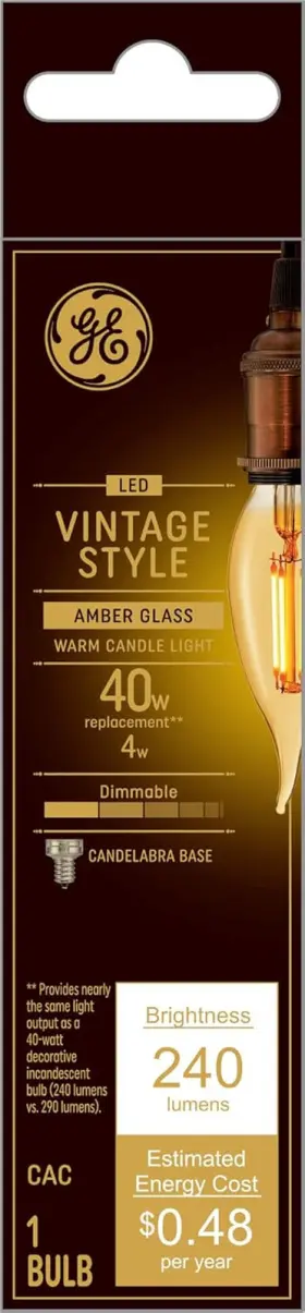 36764 GE LIGHTING Led Light Bulbs Eqv Amber Glass Candl