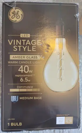 PS52 GE LIGHTING Led Light Bulb Amber Glass Pear