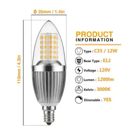 713425204105 GEZEE Led Candelabra Bulb Dimmable Candle #2