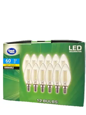 078742331829 GREAT VALUE Candelabra Base Led Dimmable Bulbs
