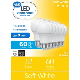 93131549 GREAT VALUE Led Light Bulb Eqv Base Pack