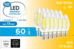 GVFDC6027E12D12 GREAT VALUE Led Light Bulb Deco Lamp Base