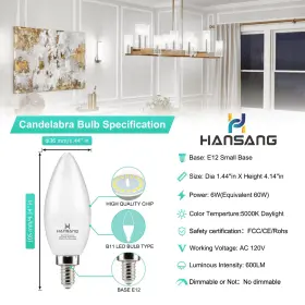 607510176337 HANSANG Led Candelabra Bulbs #3