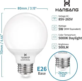 635028157834 HANSANG Led Globe Light Bulbs Bathroom #2