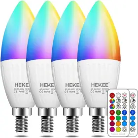 695641540987 HEKEE Changing Led Candelabra Bulbs Pack Timer #2