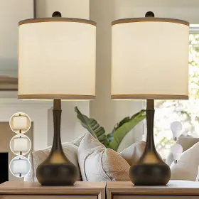 B0DKZB445K HELIJIA Farmhouse Table Lamp Set Bedside