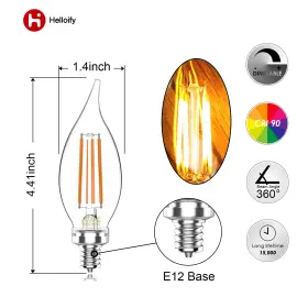 971198170339 HELLOIFY Dimmable Led Edison Filament Candles #3