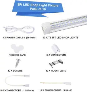 8FT-10-PACK HENWSI Led Light Fixture Integrated Tube #2