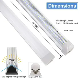 8FT-10-PACK HENWSI Led Light Fixture Integrated Tube #3