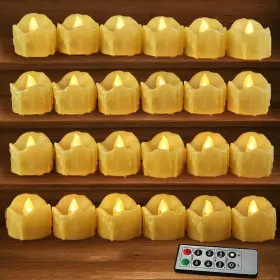 Home Most 12511 Set Of 24 Led Votive Candles With Remote And Timer Cream - Flameless Vo