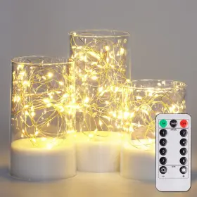 HXDYKL456-BAI HOMEMORY Flameless Candles Remote Embedded